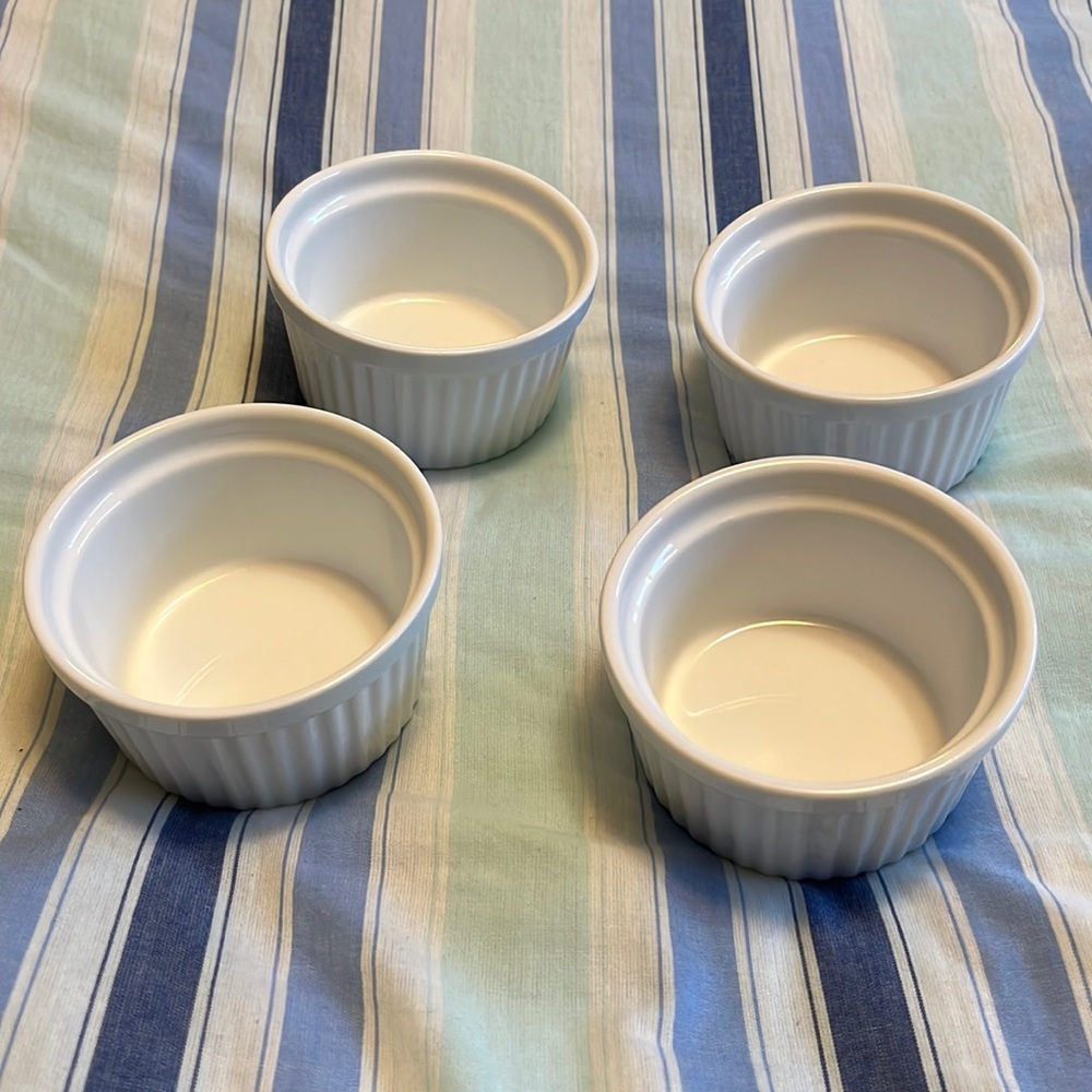 Set of four white ramekins from Sur la table. Used, very good condition